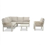 Venezia hoek loungeset incl. stoel en tafel 7 personen | aluminium + touw | beige | 6-delig