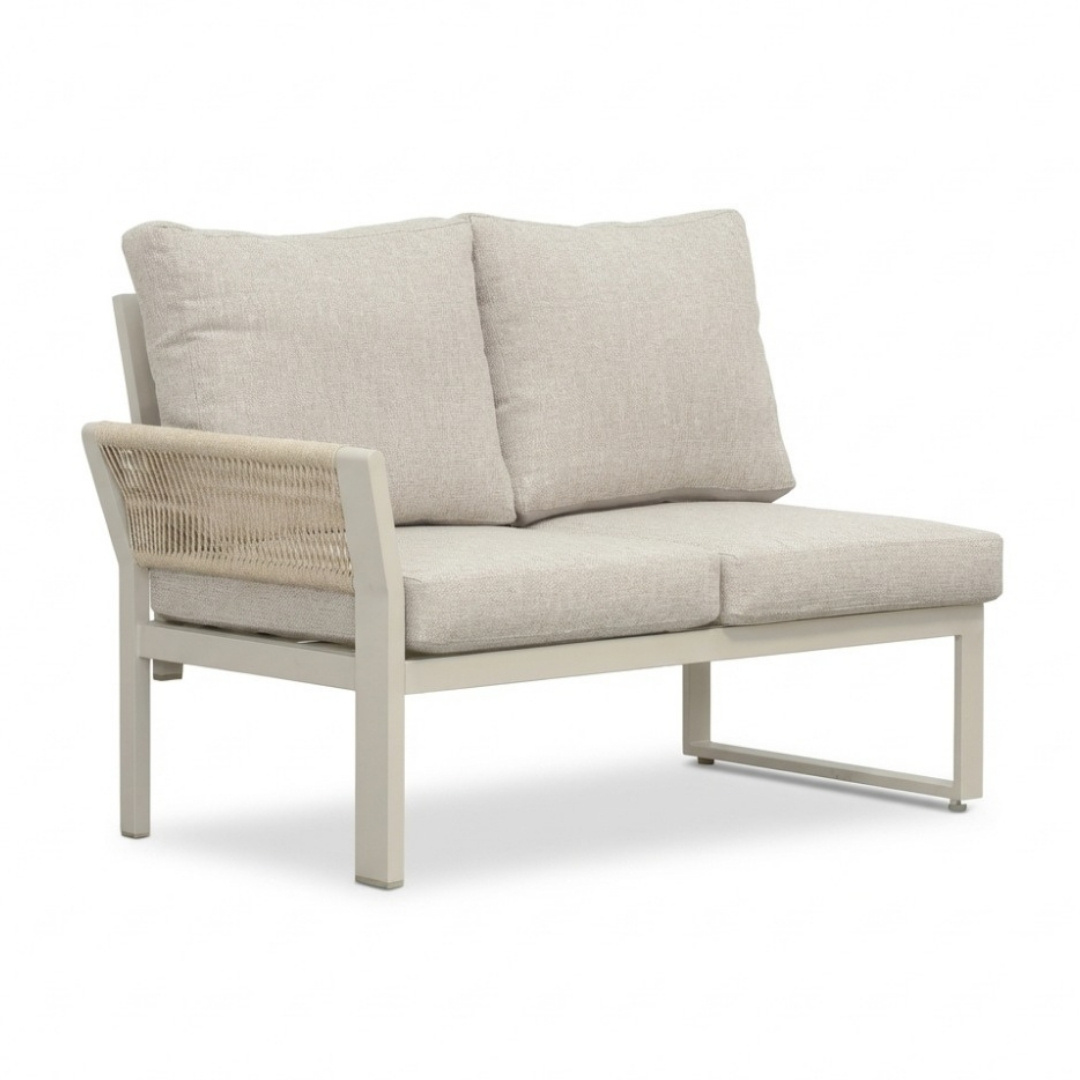 Venezia hoek loungeset incl. stoel en tafel 7 personen | aluminium + touw | beige | 6-delig