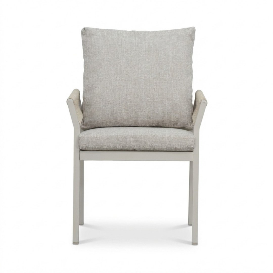 Venezia dining tuinstoel | aluminium + touw | beige