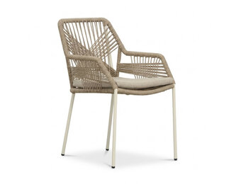 Seville dining tuinstoel | touw + staal | beige