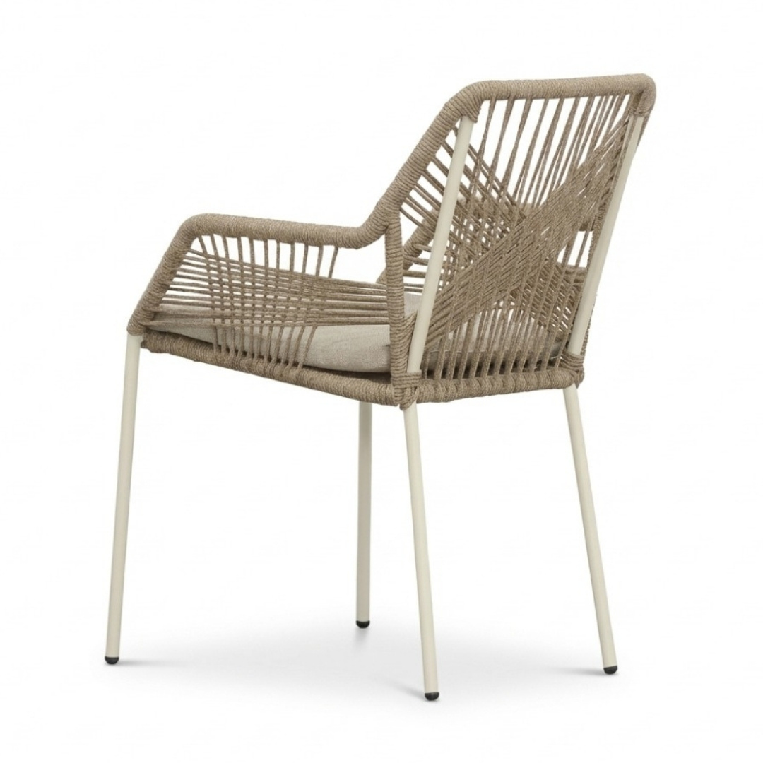 Seville dining tuinstoel | touw + staal | beige
