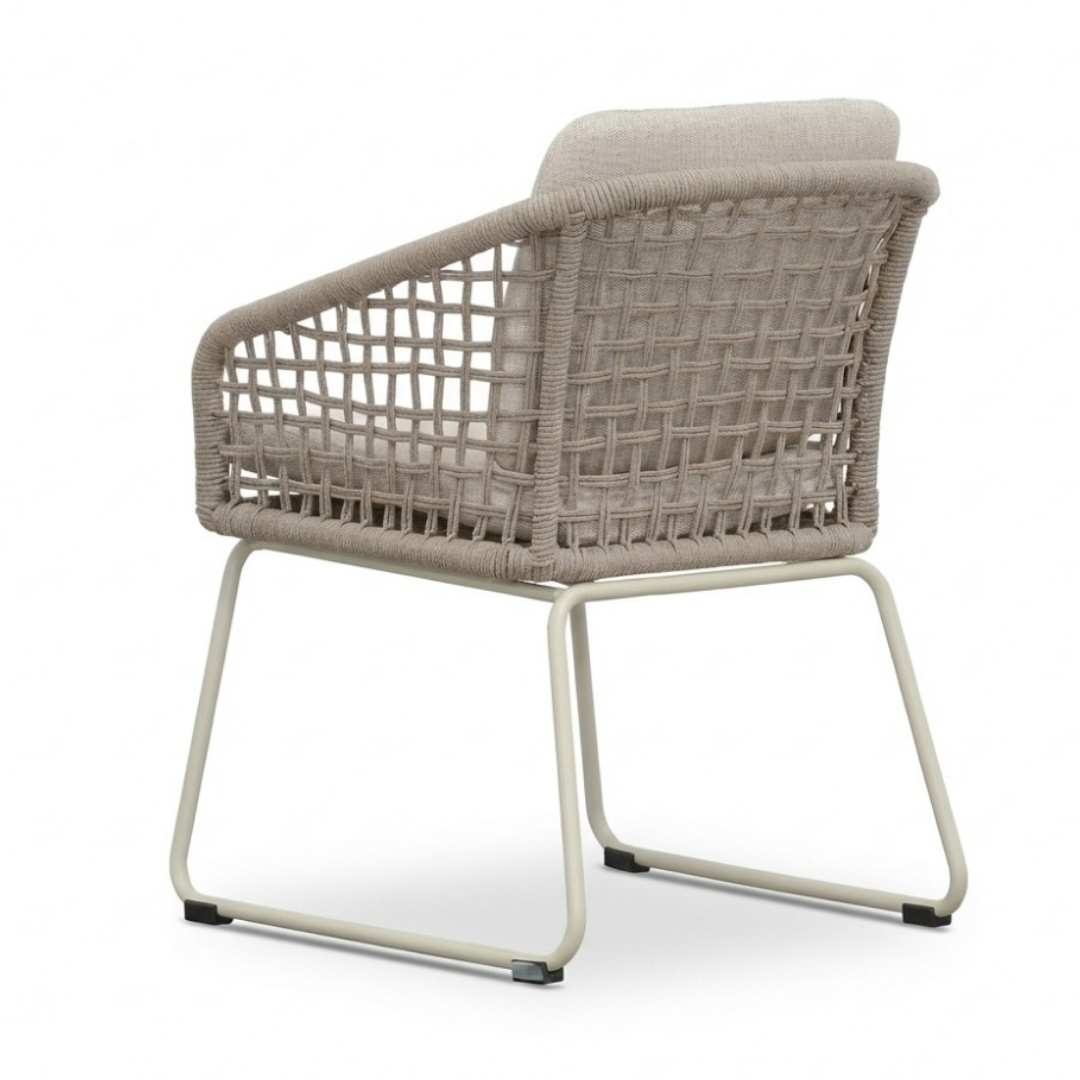 Tulum dining tuinstoel | touw + aluminium | Almond Beige