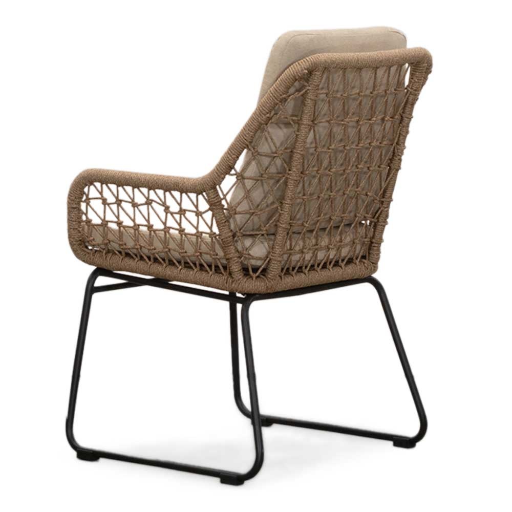 Valencia dining tuinstoel set van 8 | touw + aluminium | Sahara Dust