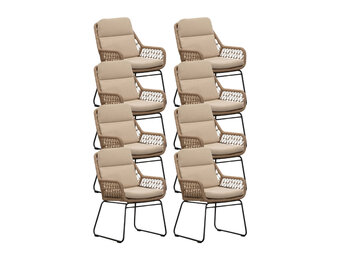 Valencia dining tuinstoel set van 8 | touw + aluminium | Sahara Dust