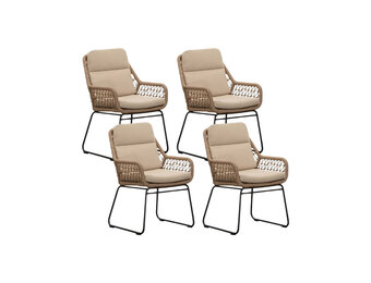 Valencia dining tuinstoel set van 4 | touw + aluminium | Sahara Dust