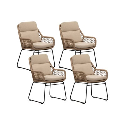 Valencia dining tuinstoel set van 4 | touw + aluminium | Sahara Dust