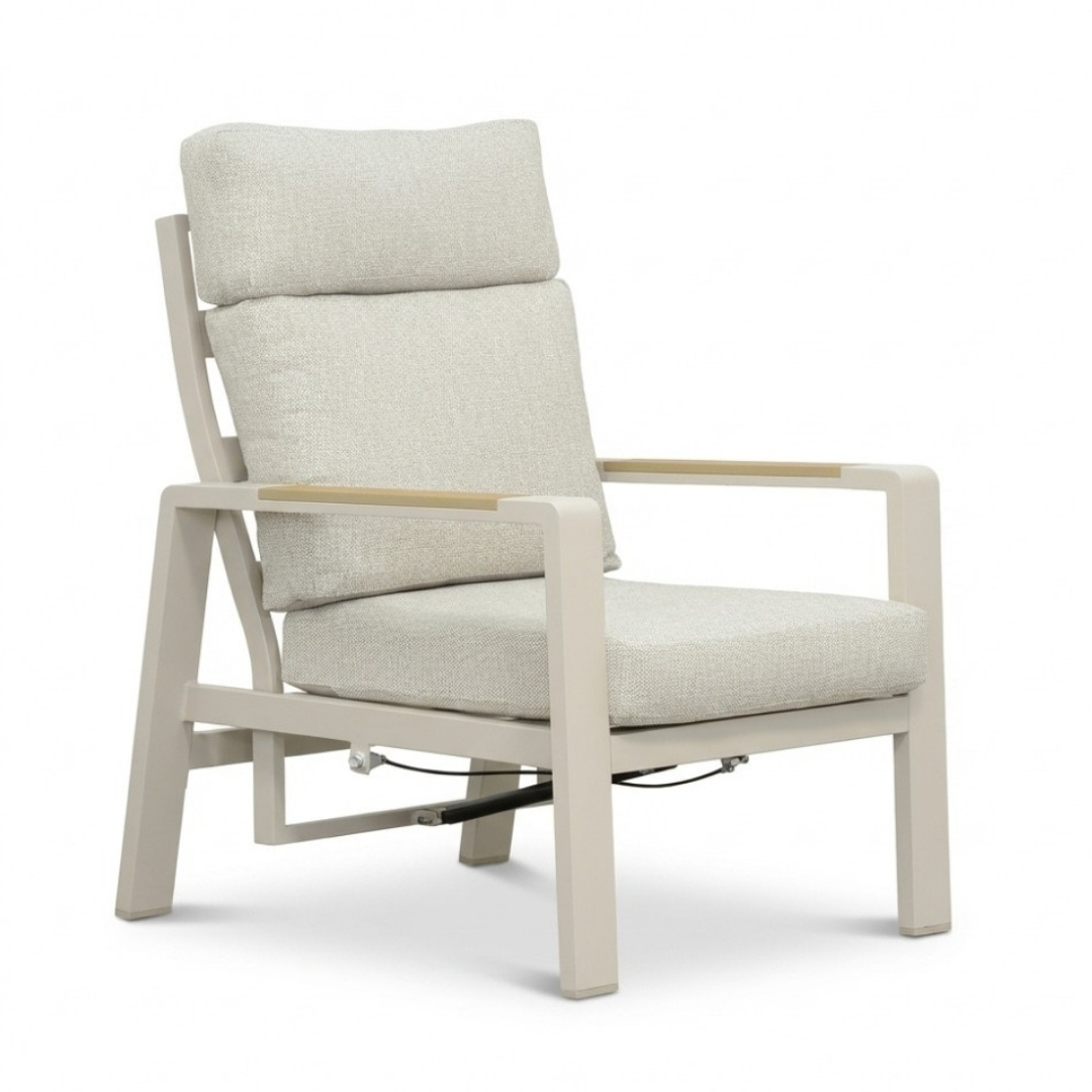 Manhattan stoel-bank loungeset - verstelbaar incl. tafel | aluminium + polywood | beige | 4-delig