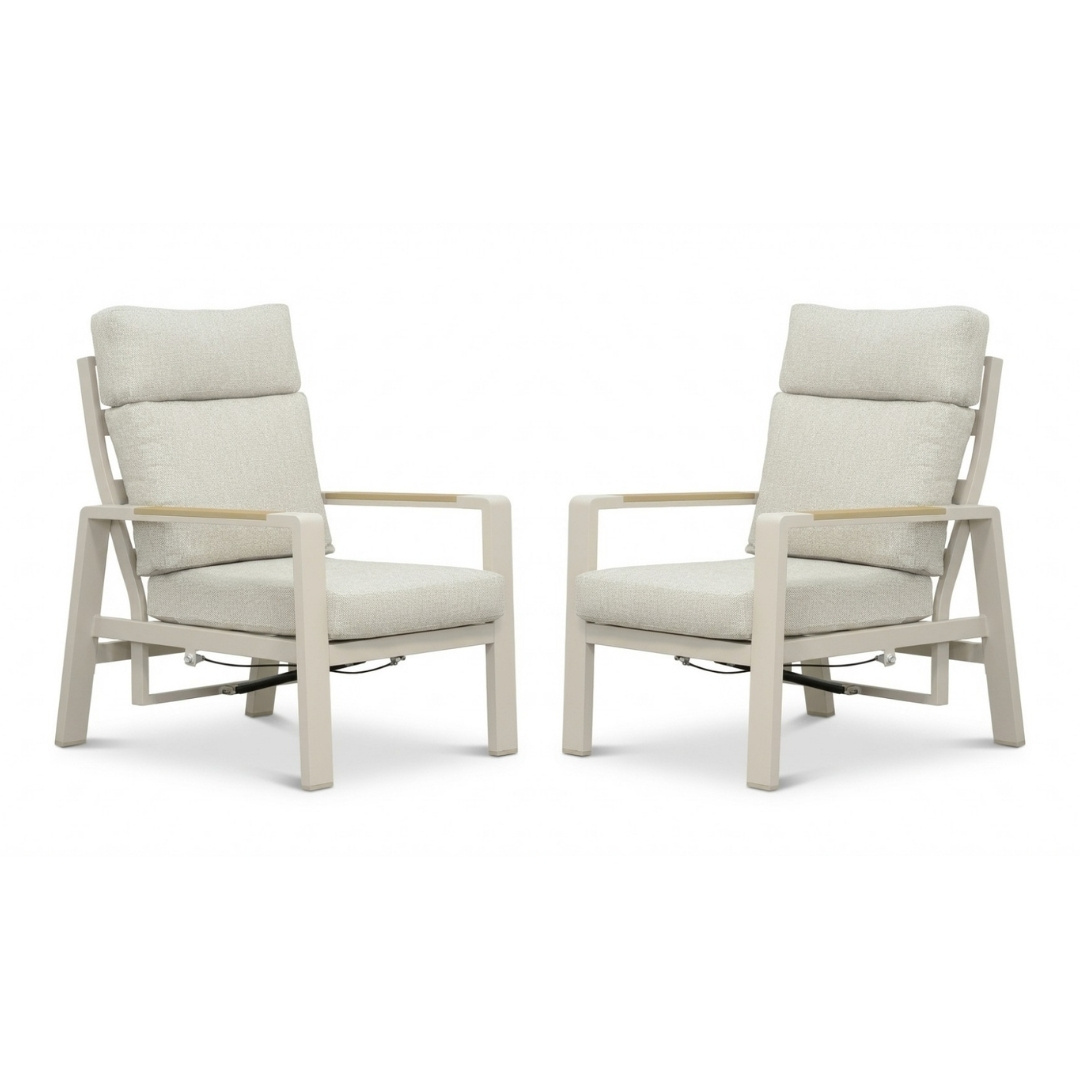 Manhattan loungestoel tuin set van 2 | aluminium + polywood | beige
