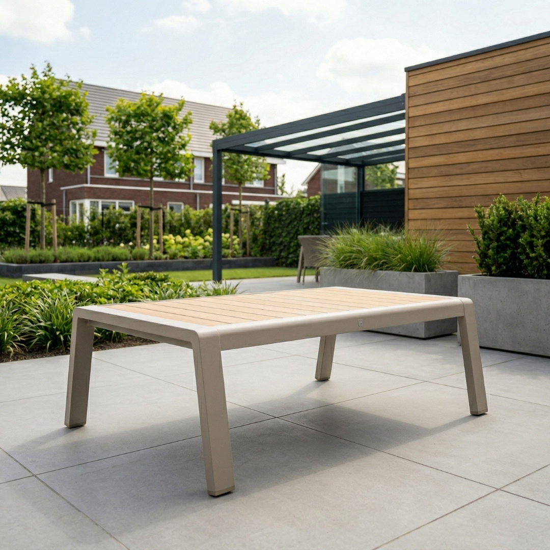 Manhattan loungetafel | aluminium + polywood | beige | 113x62cm