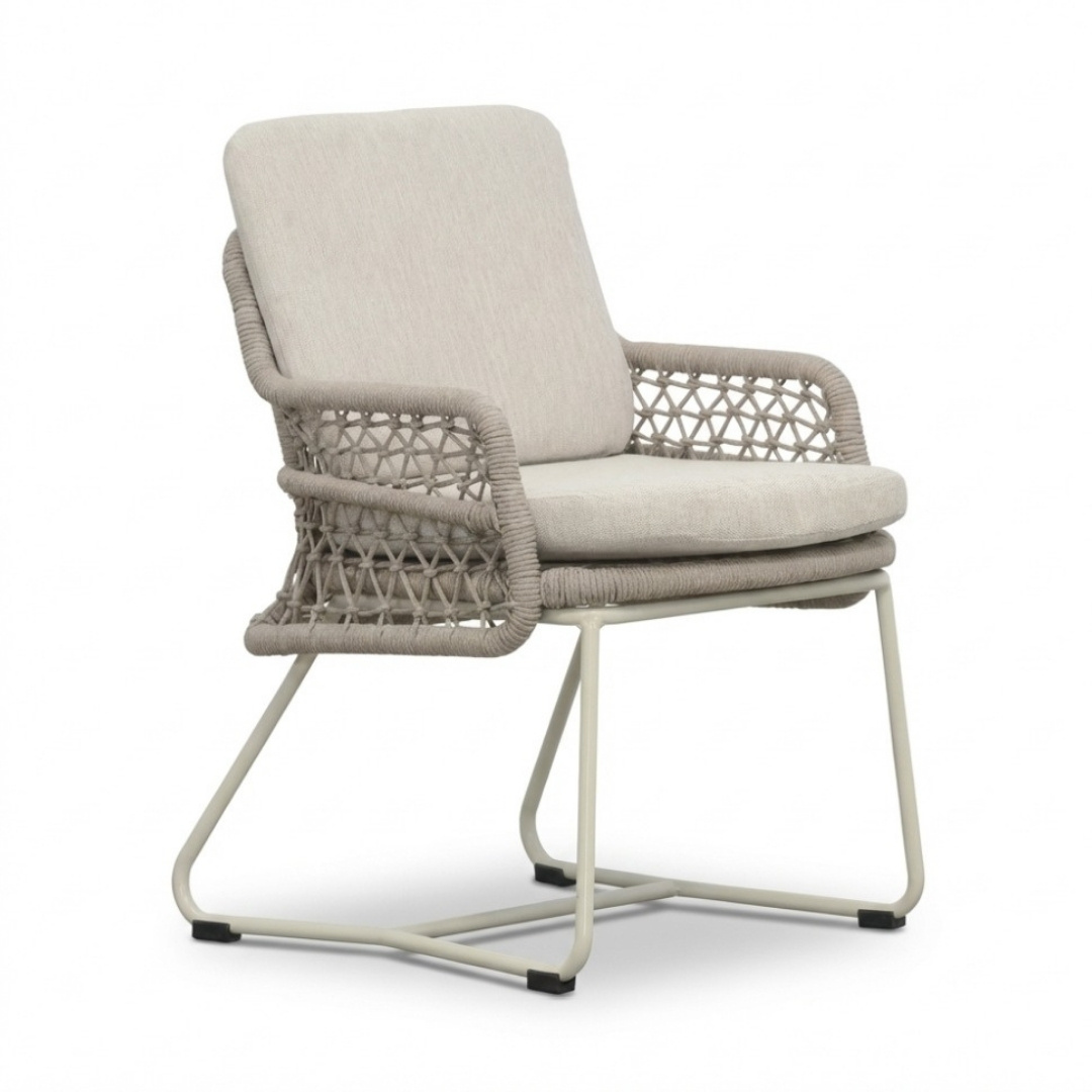 Gianna dining tuinstoel | touw + aluminium | Almond Beige