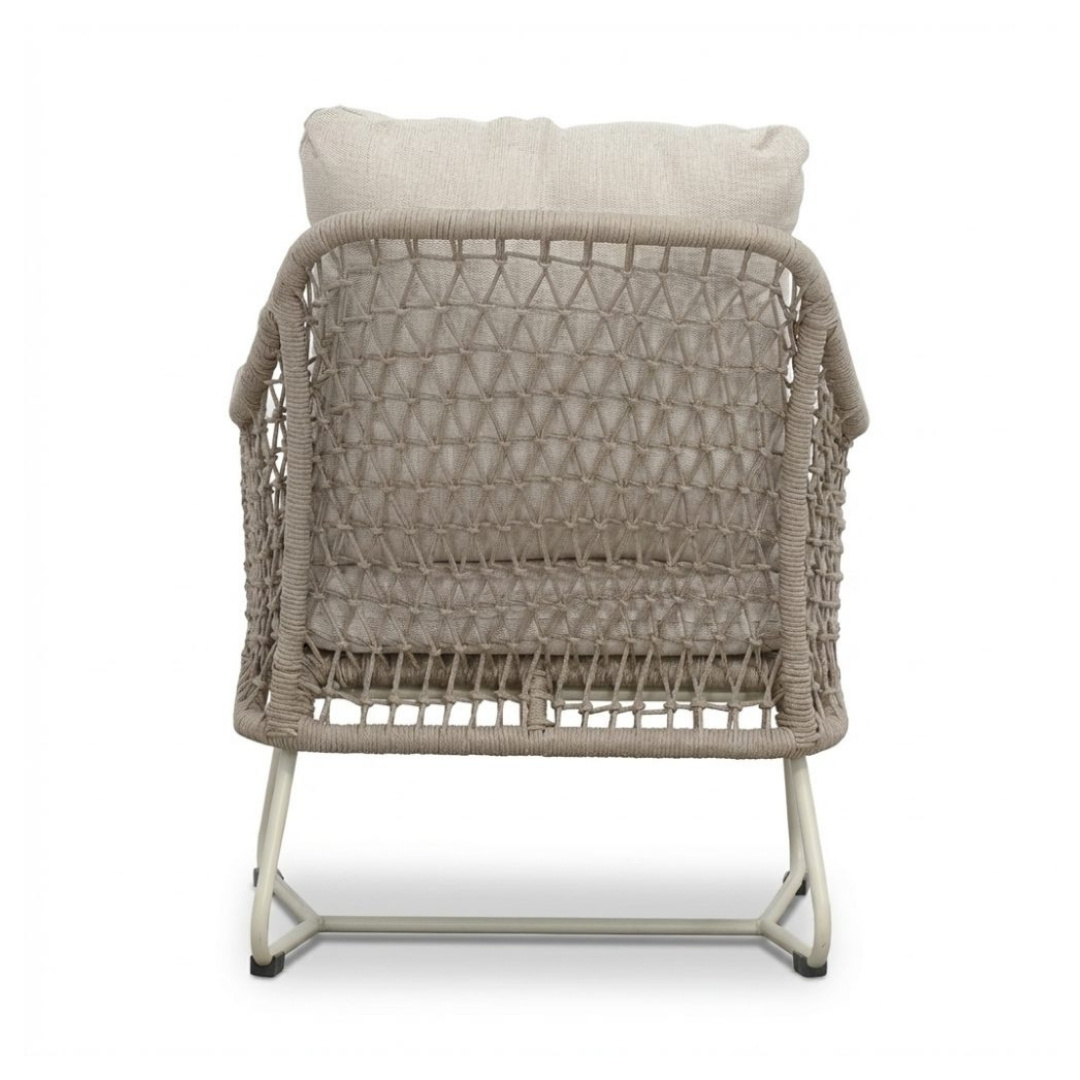 Gianna loungestoel tuin incl. voetenbank | touw + aluminium | Almond Beige