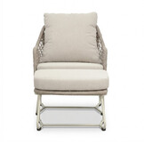 Gianna loungestoel tuin incl. voetenbank | touw + aluminium | Almond Beige