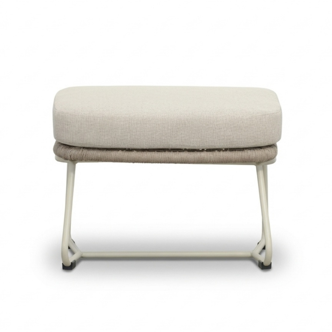 Gianna loungestoel tuin incl. voetenbank | touw + aluminium | Almond Beige