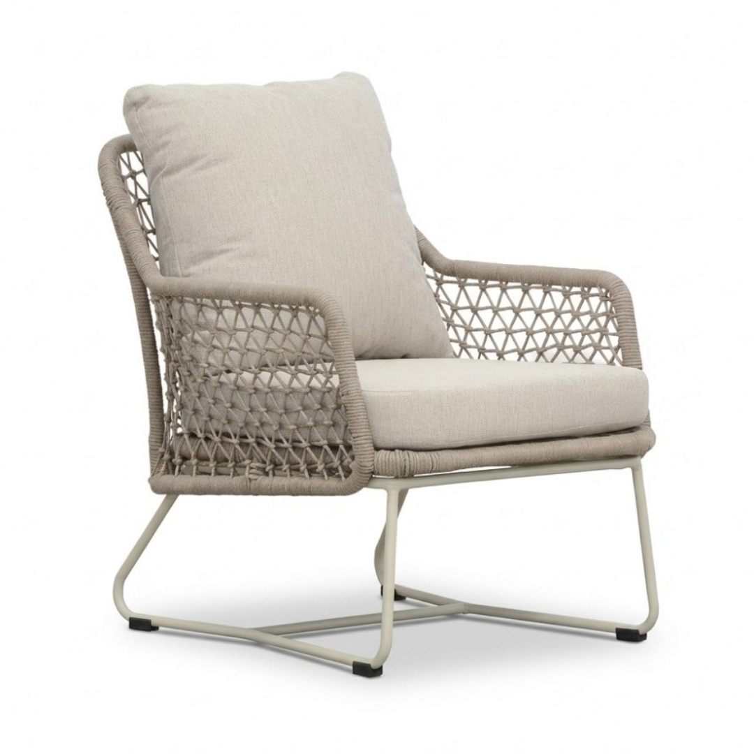 Gianna loungestoel | touw + aluminium | Almond Beige