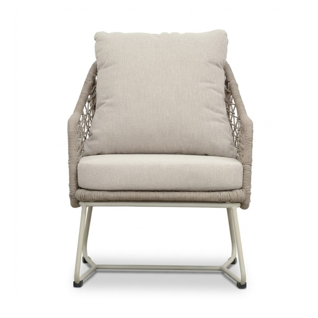 Gianna loungestoel tuin set van 2 | touw + aluminium | Almond Beige