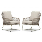 Gianna loungestoel tuin set van 2 | touw + aluminium | Almond Beige