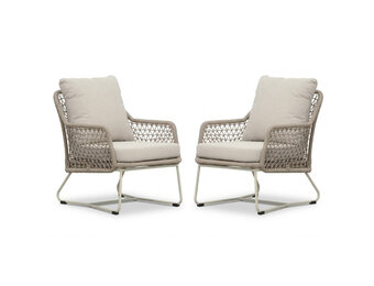 Gianna loungestoel tuin set van 2 | touw + aluminium | Almond Beige