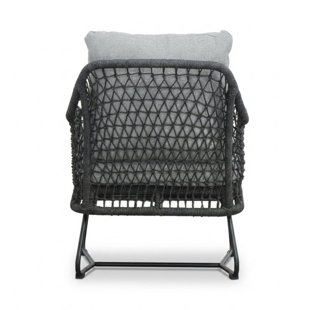 Gianna low dining tuinstoel | touw + aluminium | Stone Grey