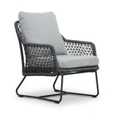 Gianna low dining tuinstoel | touw + aluminium | Stone Grey