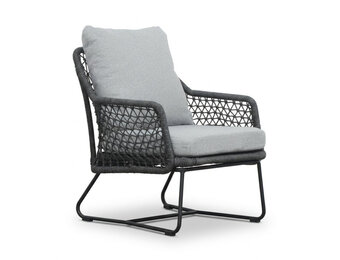 Gianna low dining tuinstoel | touw + aluminium | Stone Grey