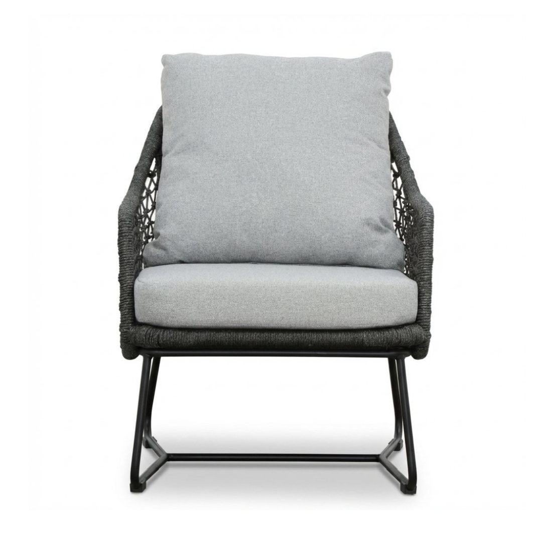 Gianna loungestoel | touw + aluminium | Stone Grey