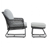 Gianna loungestoel tuin incl. voetenbank | touw + aluminium | Stone Grey