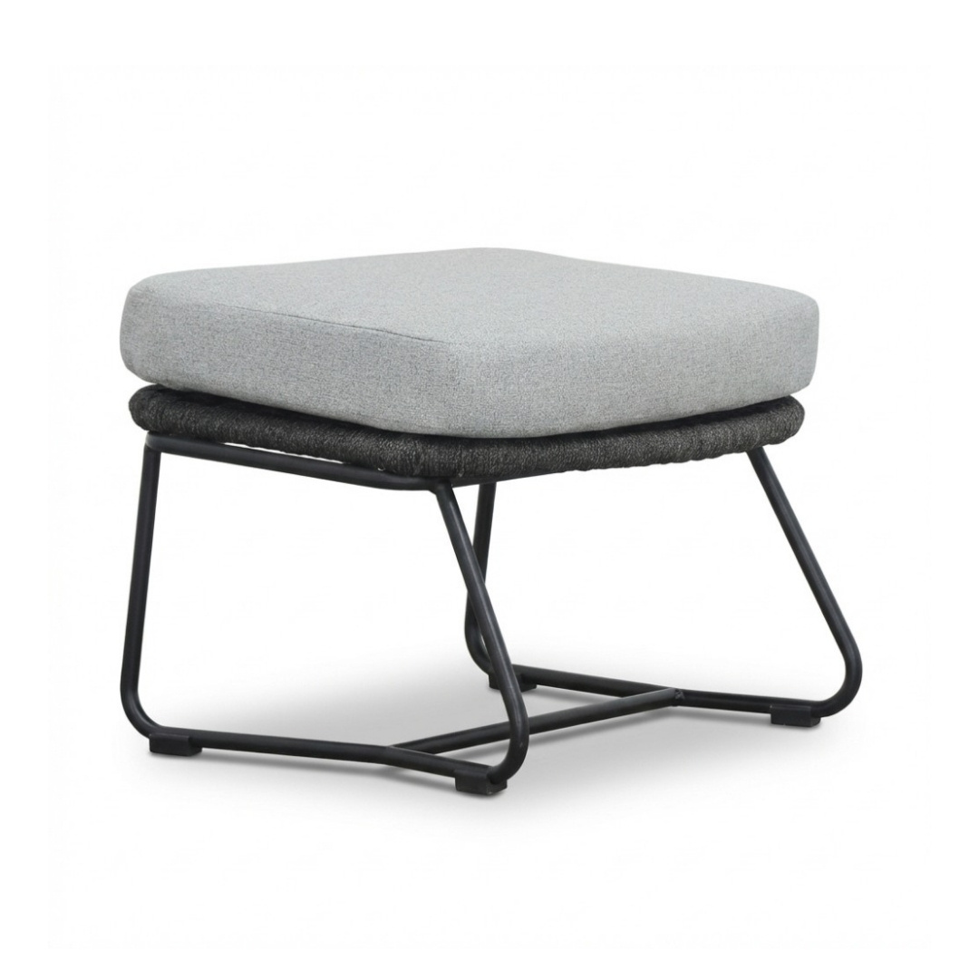 Gianna loungestoel tuin incl. voetenbank | touw + aluminium | Stone Grey