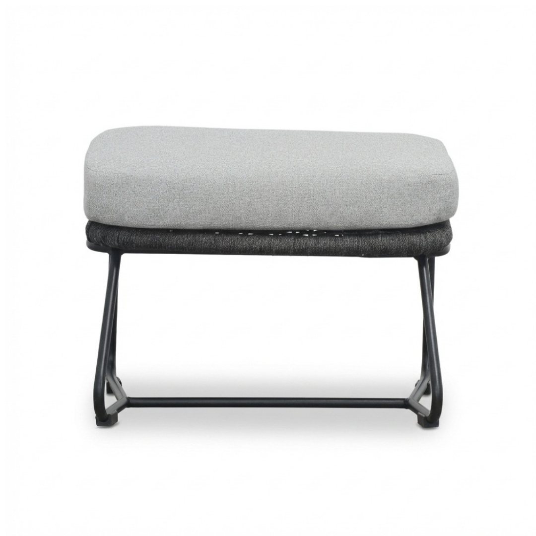 Gianna loungestoel tuin incl. voetenbank | touw + aluminium | Stone Grey