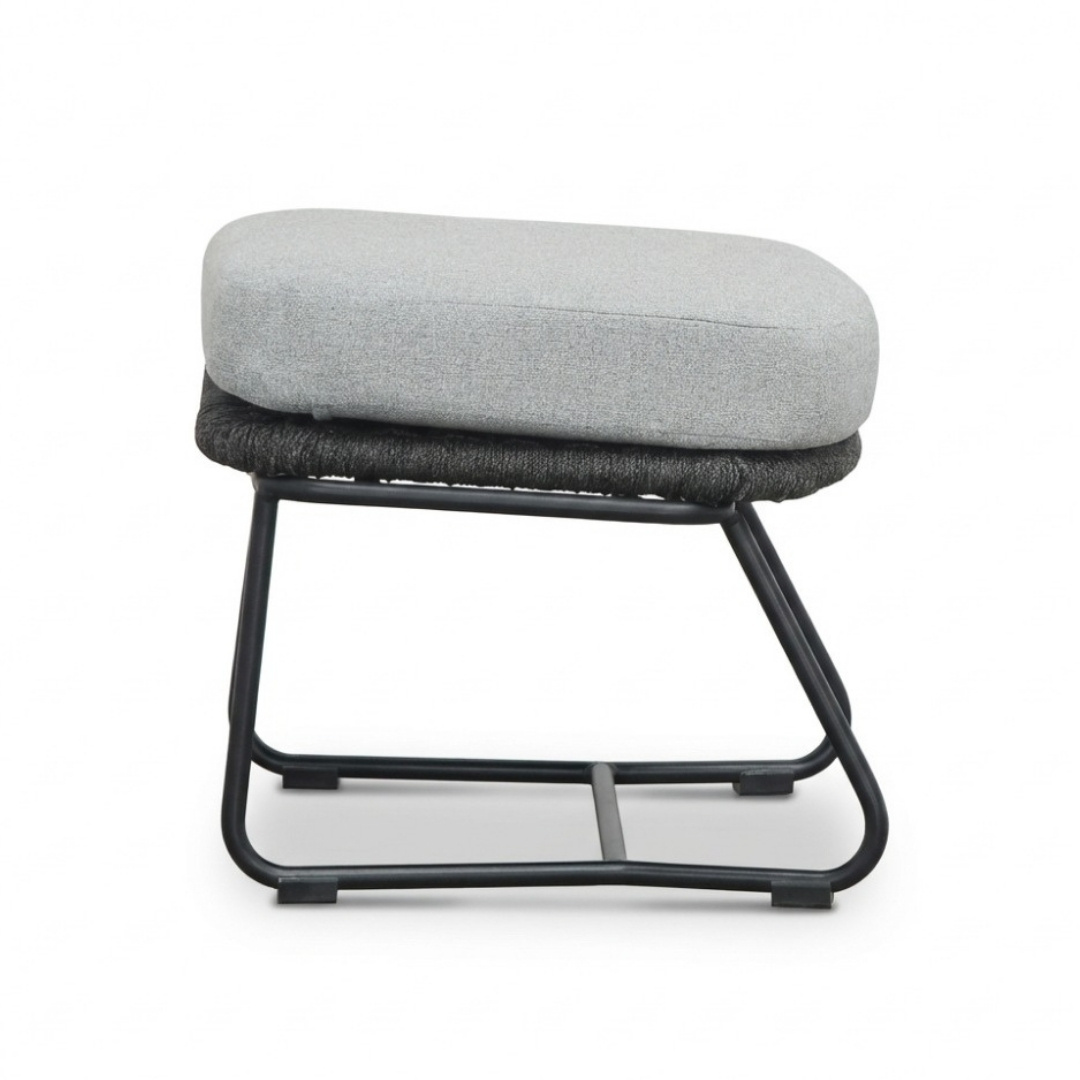 Gianna loungestoel tuin incl. voetenbank | touw + aluminium | Stone Grey
