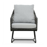 Gianna loungestoel tuin incl. voetenbank | touw + aluminium | Stone Grey