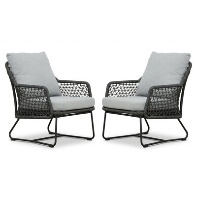 Gianna loungestoel tuin set van 2 | touw + aluminium | Stone Grey