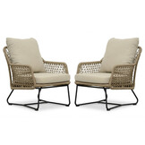 Gianna loungestoel tuin set van 2 | touw + aluminium | Sahara Dust