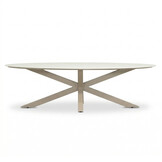 Calma low dining tuintafel 6 personen | sintered stone + aluminium | Marble Latte | 240cm ovaal