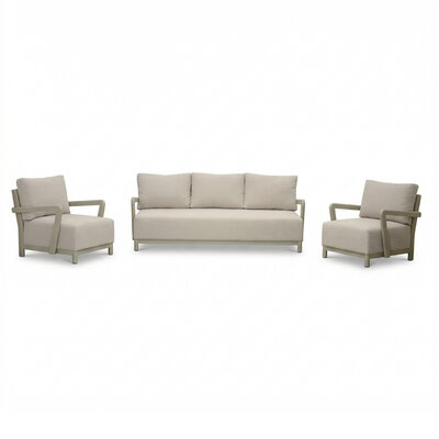 Amalfi stoel-bank loungeset 5 personen | aluminium + polywood | beige | 3-delig
