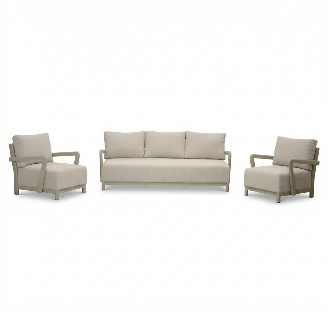 LUX outdoor living Amalfi stoel-bank loungeset 5 personen | aluminium + polywood | beige | 3-delig