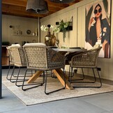 Livorno/Tulum Sahara Dust dining tuinset | 6 personen | betonlook + touw | 240cm ovaal