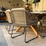 Tulum dining tuinstoel set van 4 | touw + RVS | Sahara Dust