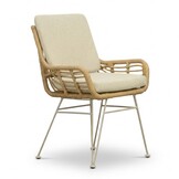 Carlos dining tuinstoel | wicker + rvs | Bamboo beige