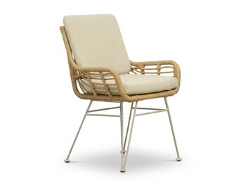 Carlos dining tuinstoel | wicker + rvs | Bamboo beige