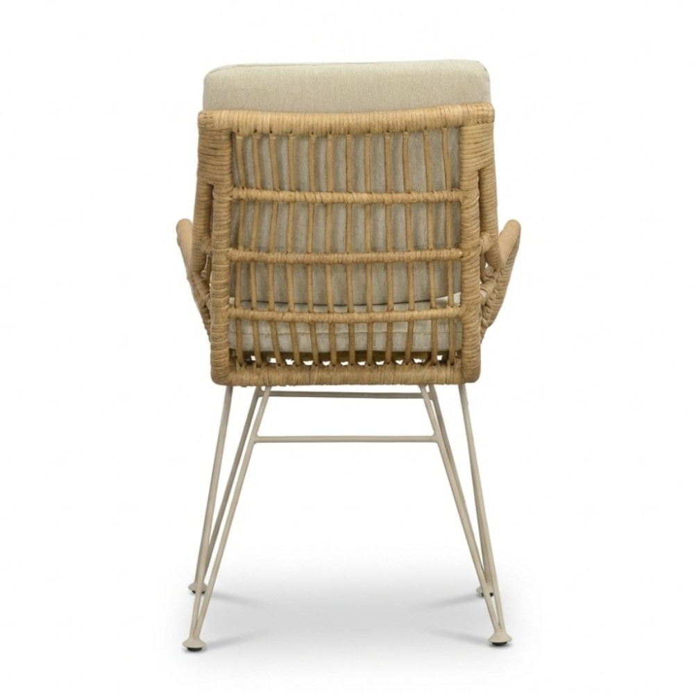 Carlos dining tuinstoel | wicker + rvs | Bamboo beige