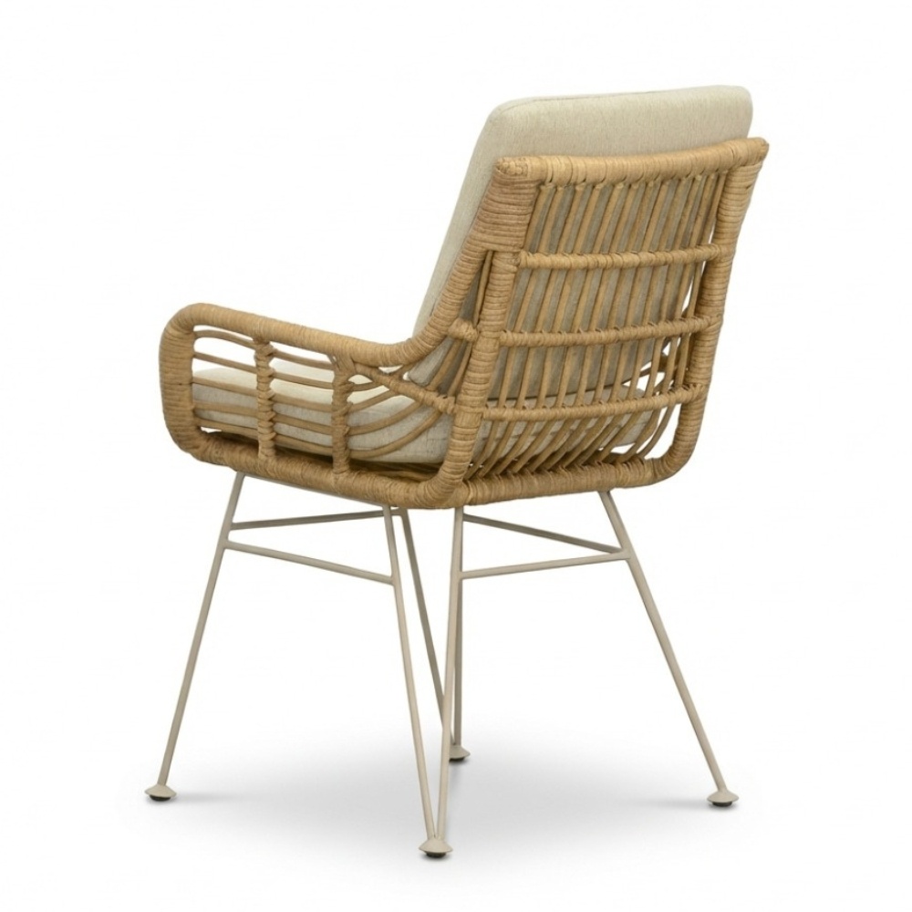Carlos dining tuinstoel | wicker + rvs | Bamboo beige