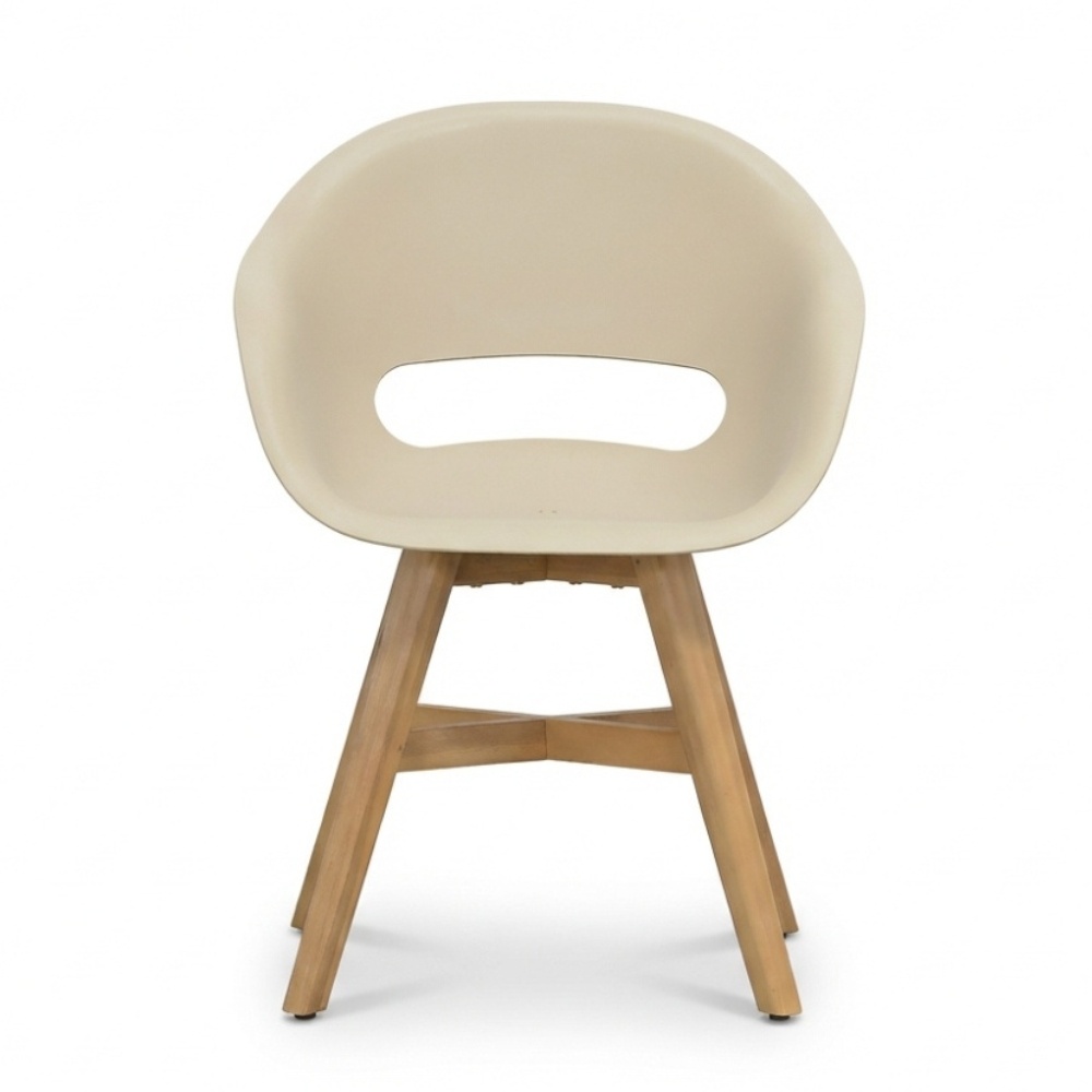 Karlstad tuinstoel | kunststof + hardhout | beige