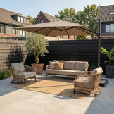 Vienna stoel-bank loungeset 5 personen | wicker + aluminium | zand | 4-delig