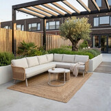 Bologna hoek loungeset 6 personen | wicker + aluminium | beige | 5-delig - 272x214cm