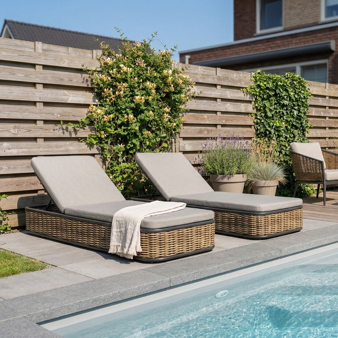 Lucca ligbed | wicker + aluminium | zand | 204cm