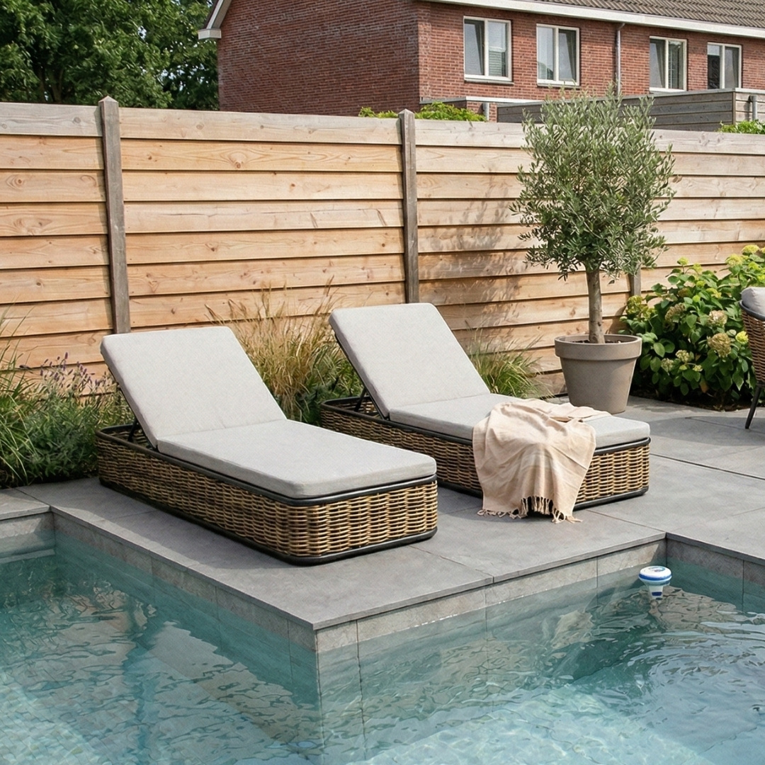 Lucca ligbed | wicker + aluminium | zand | 204cm