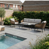 Lucca stoel-bank loungeset 5 personen | wicker + aluminium | zand | 4-delig