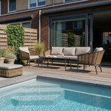 Lucca stoel-bank loungeset 5 personen | wicker + aluminium | zand | 4-delig