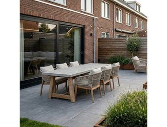 Veltis/Braga dining tuinset | 6 personen | polystone + touw | 250cm