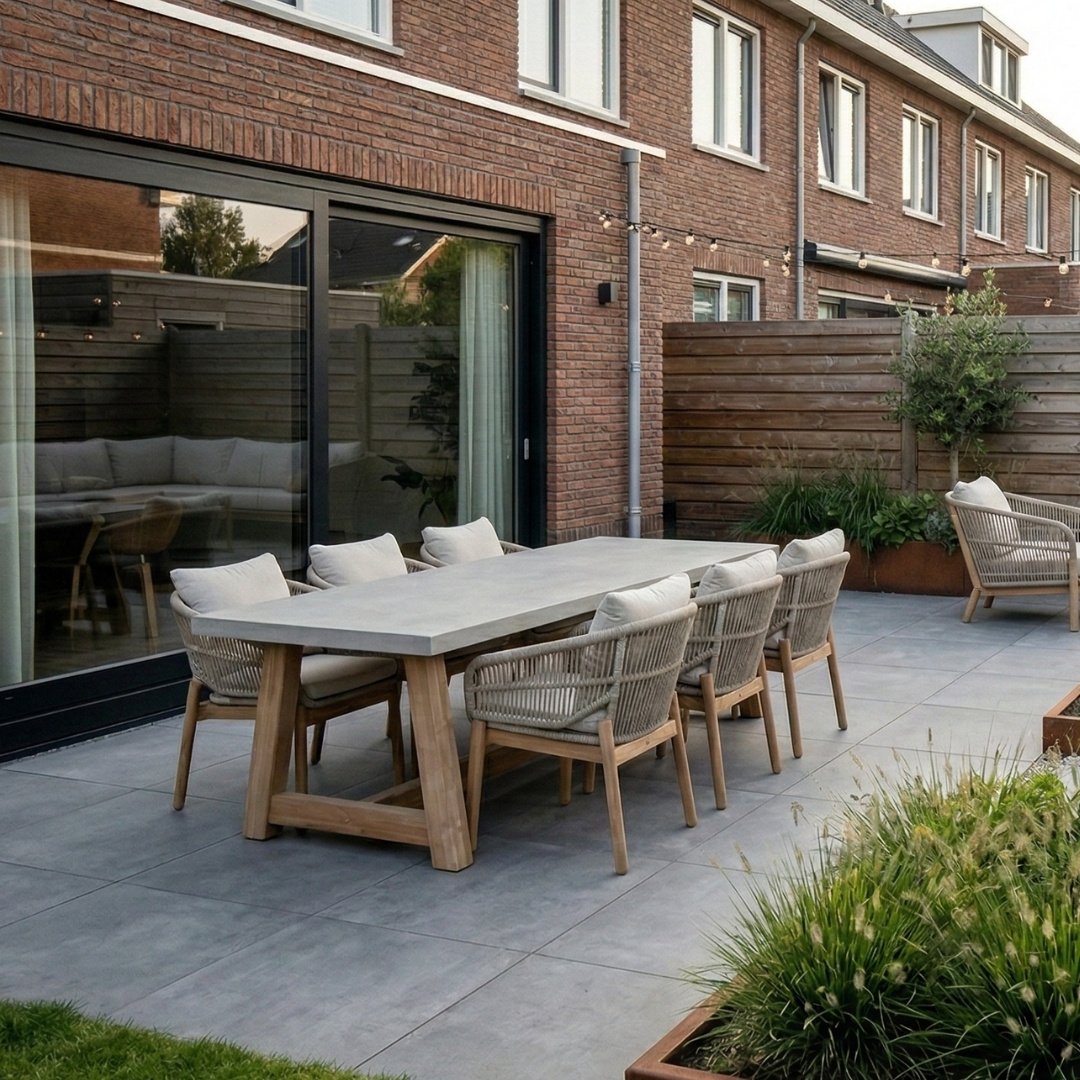 Veltis/Braga dining tuinset | 6 personen | polystone + touw | 250cm